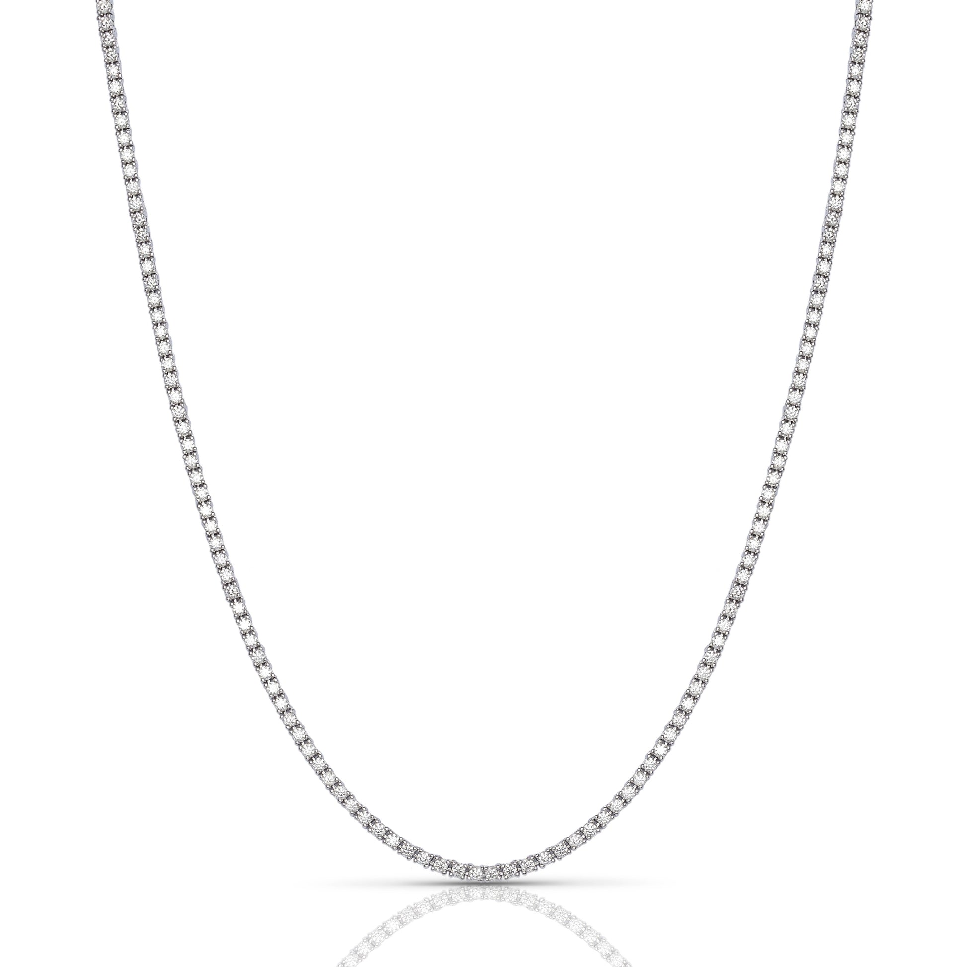 Moissanite chain necklace on a white background
