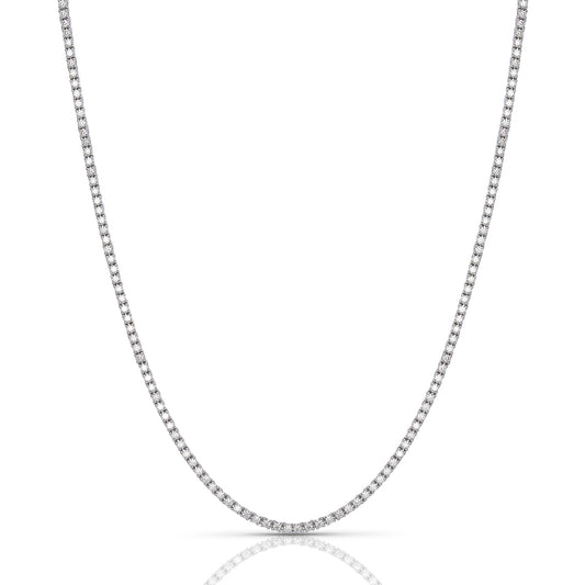 Moissanite chain necklace on a white background
