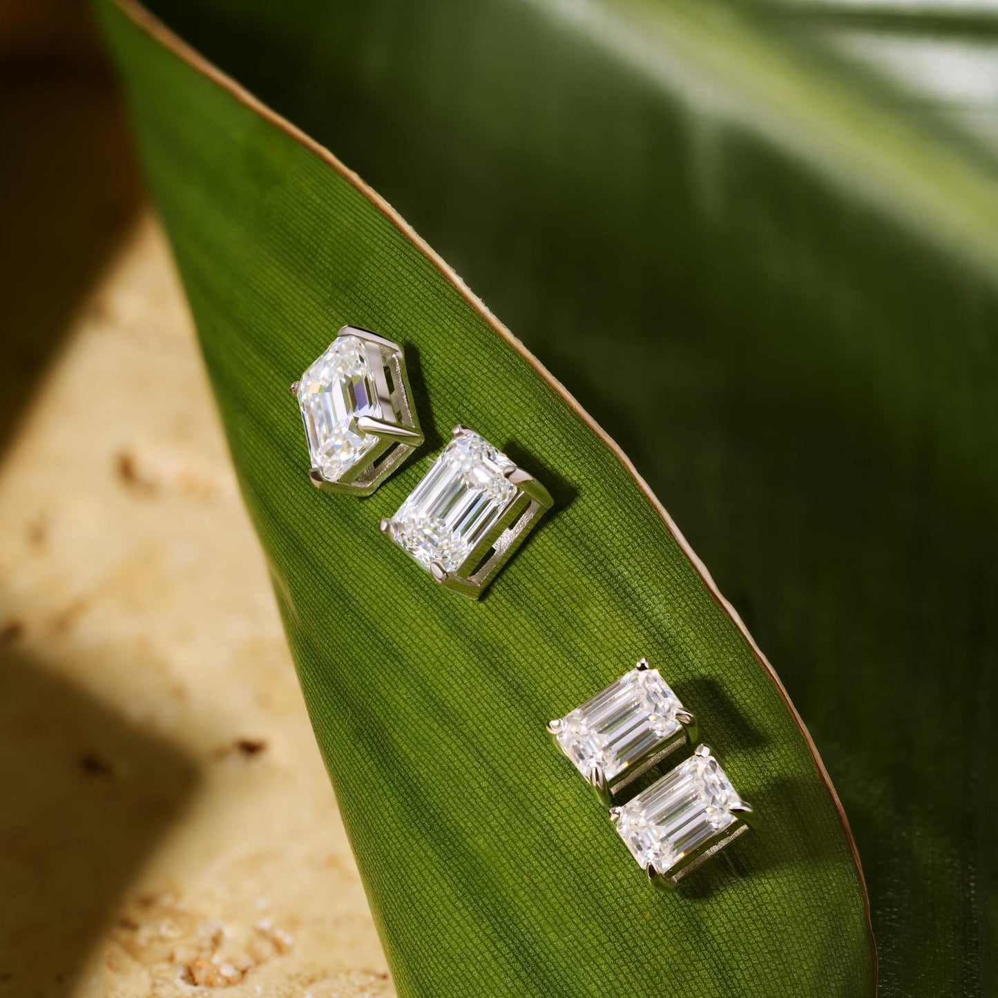 The Emerald Cut Moissanite Stud Earrings