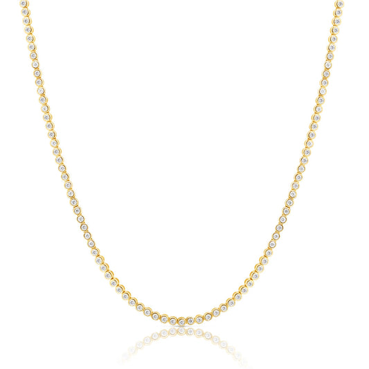The Bezel Tennis Necklace - 18k Gold Plated