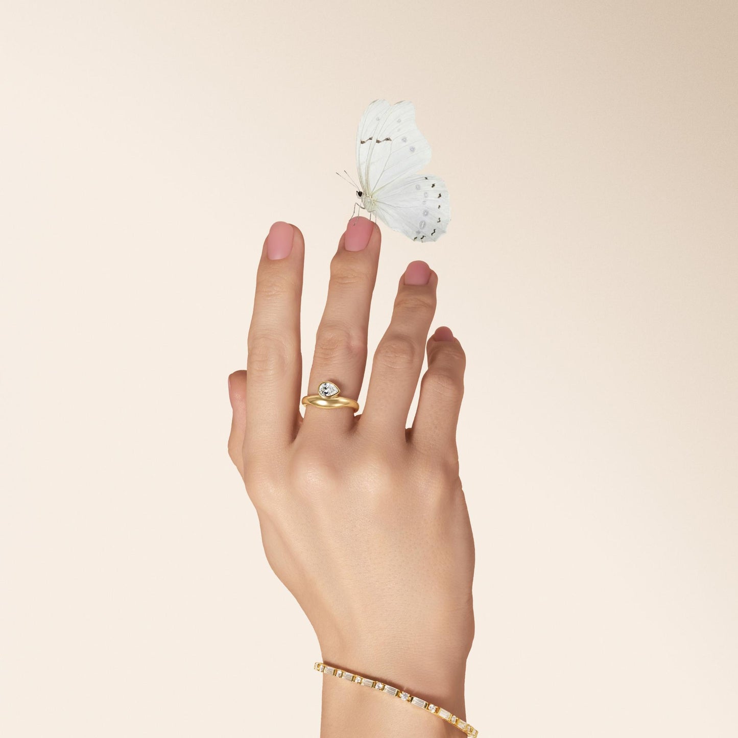 The Bezel Pear Wave Ring