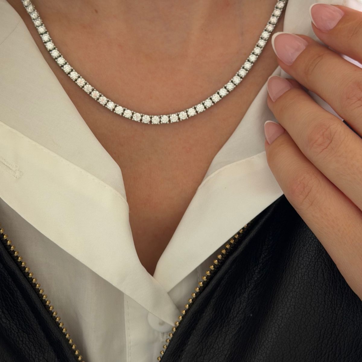 Moissanite Tennis Necklace - 18k Gold/Rhodium Plated