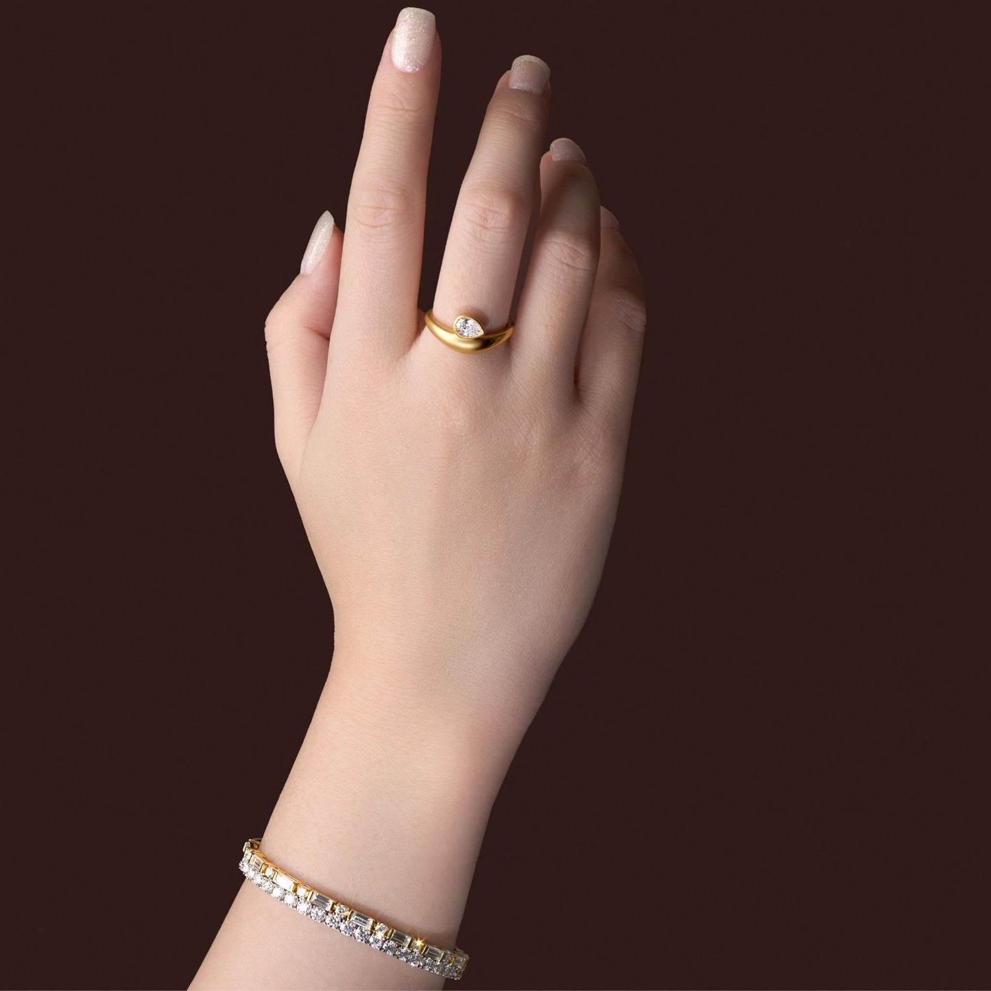 The Bezel Pear Wave Ring