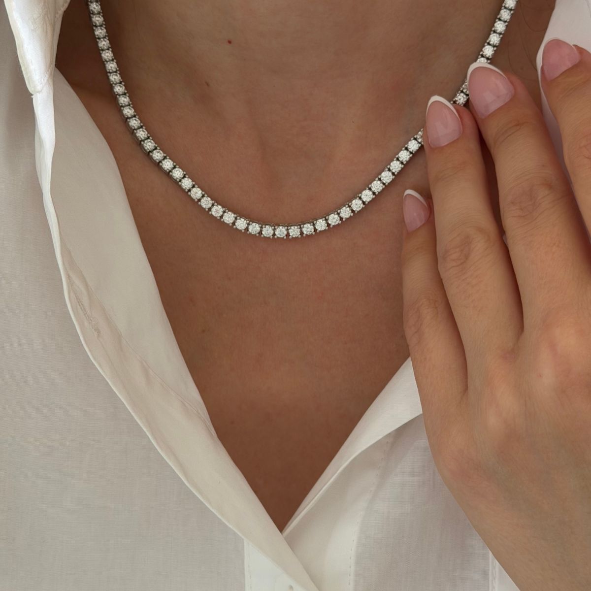 Moissanite Tennis Necklace - 18k Gold/Rhodium Plated