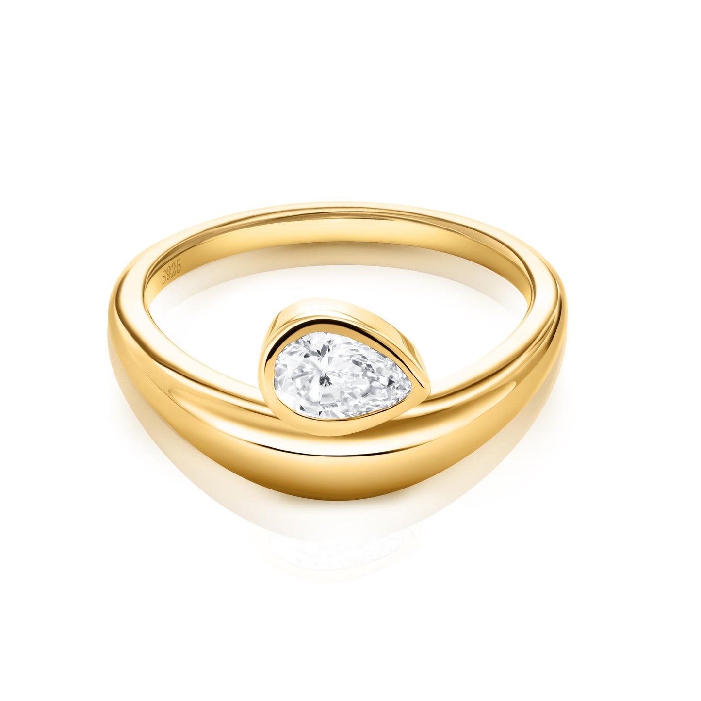 The Bezel Pear Wave Ring
