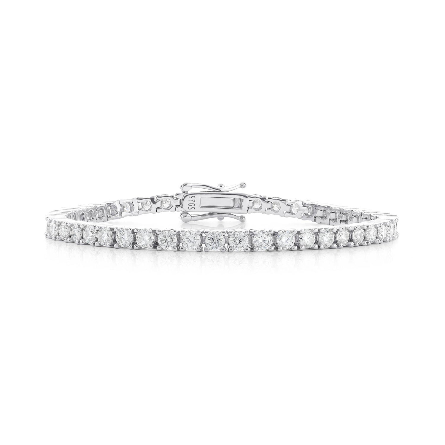 Moissanite tennis bracelet on a white background