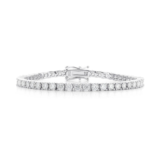 Moissanite tennis bracelet on a white background