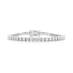 Moissanite tennis bracelet on a white background