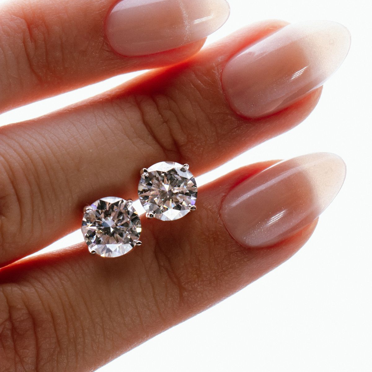 Moissanite Round Cut Stud Earrings - 18k Gold Plated