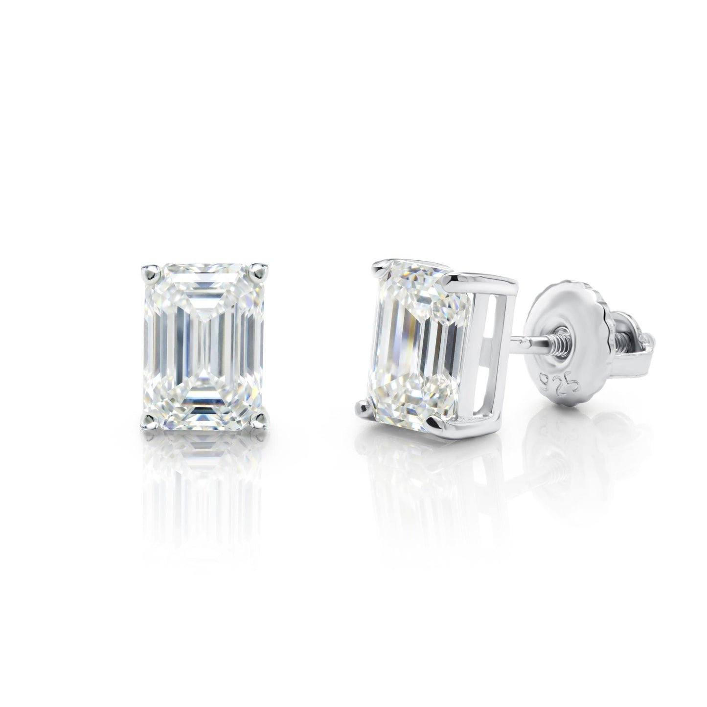 The Emerald Cut Moissanite Stud Earrings