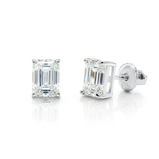 Moissanite Emerald Cut Stud Earrings