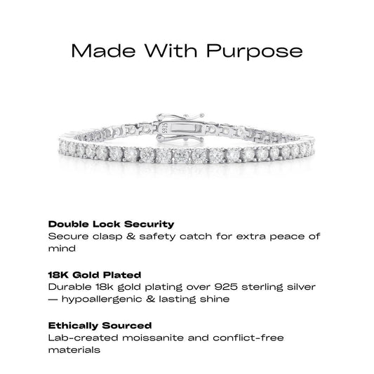 The Classic Moissanite Tennis Bracelet - 18k Rose Gold