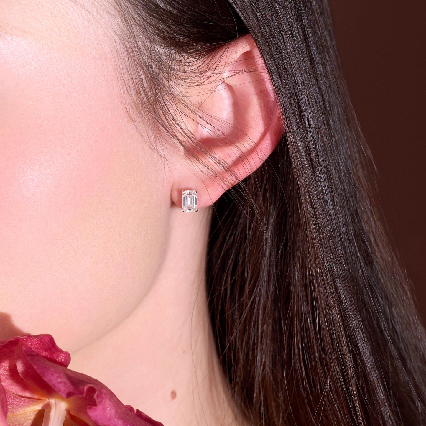 The Emerald Cut Moissanite Stud Earrings