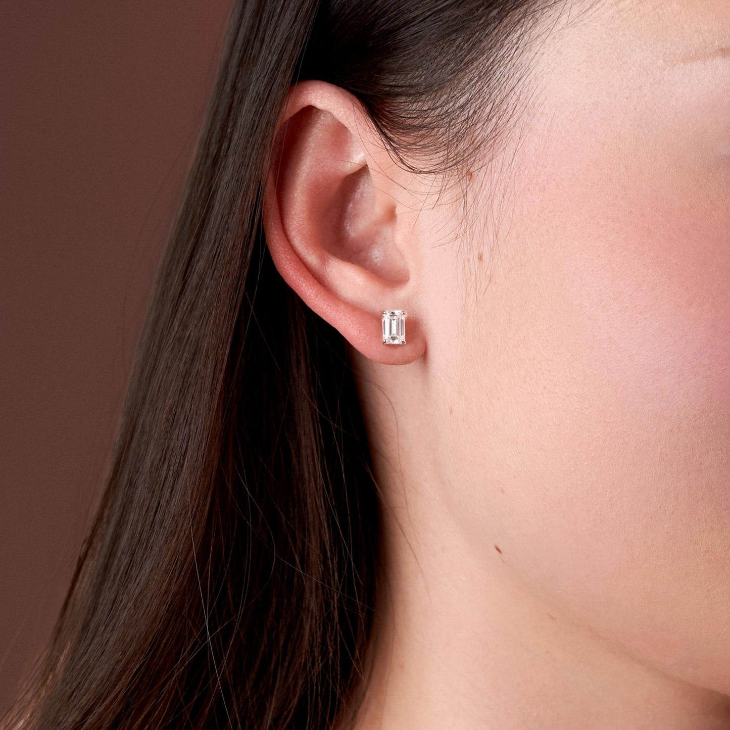 The Emerald Cut Moissanite Stud Earrings