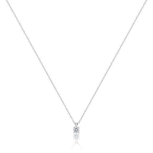 The Classic Solitaire Round Pendant Necklace