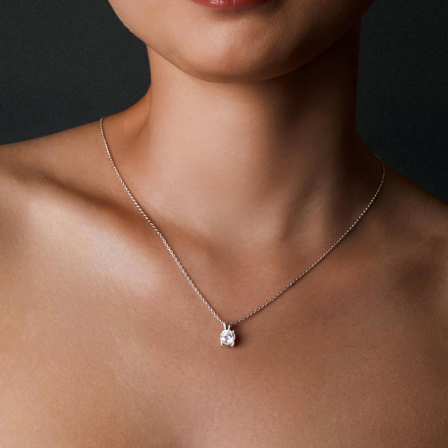 The Classic Solitaire Round Pendant Necklace