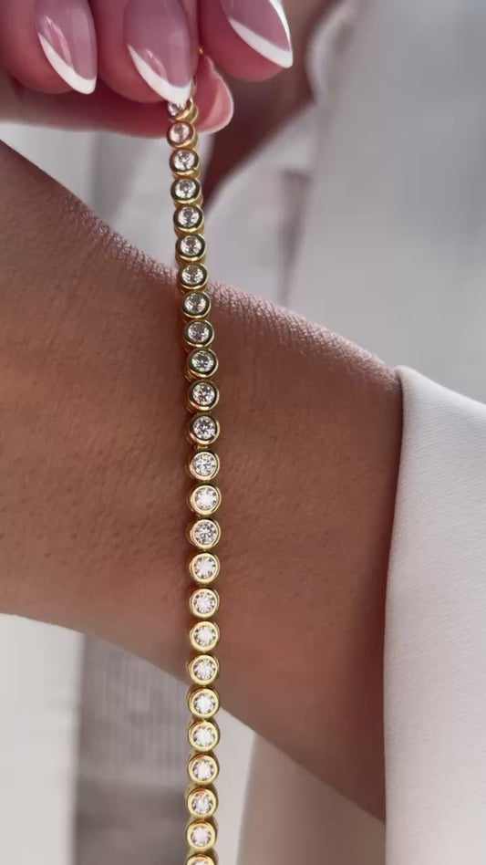 The Moissanite Bezel Tennis Bracelet - 18k Gold/Rhodium Plated